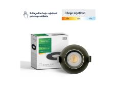 LED downlight 5W, 3CCT 3000K-4000-6500K - crna boja Green Tech