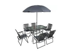 Baštenska garnitura - sto 120 x 70 x 70 cm, 6 sklopivih stolica sa suncobranom Vienna