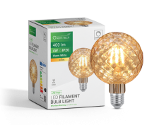 LED filament sijalica 4W, 2700K, E27, AC220V, amber, dimabilna Green Tech