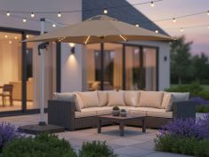 Suncobran sa solarnim punjenjem i osvjetljenjem, ručno otvaranje 3 m