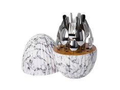 Pribor za jelo - set escajga u White Marble-Egg kućištu 24/1