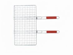 Dupla rešetka za roštilj sa drvenom ručkom 60x35 cm